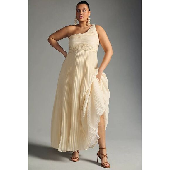New Anthropologie Forever That Girl One-Shoulder Pleated Dress Size Small - Picture 6 of 16